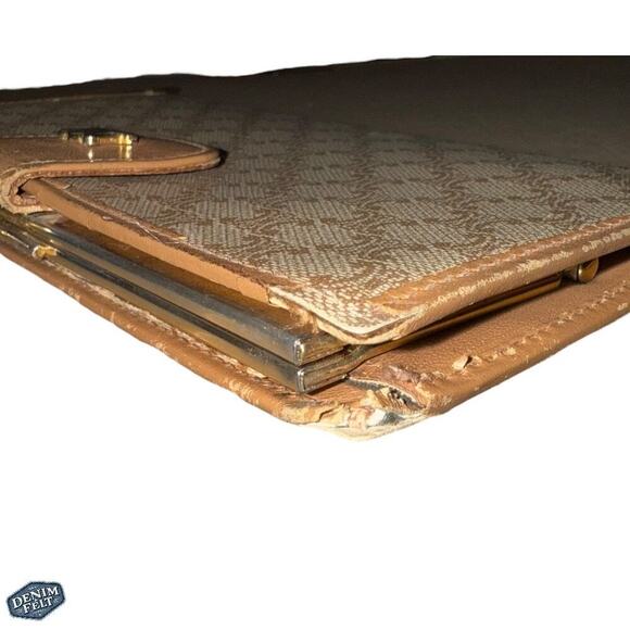 Celine Beige/Tan Macadam Triomphe Canvas/Leather Bifold Long Wallet Vintage - Picture 13 of 13